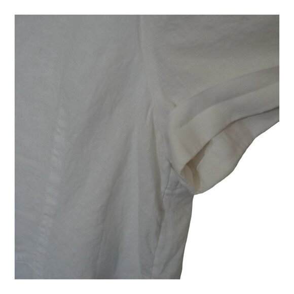EUC J.Jill Love White Linen Collar Shirt Dress Button Front Short Sleeve Sz XL - Picture 5 of 9